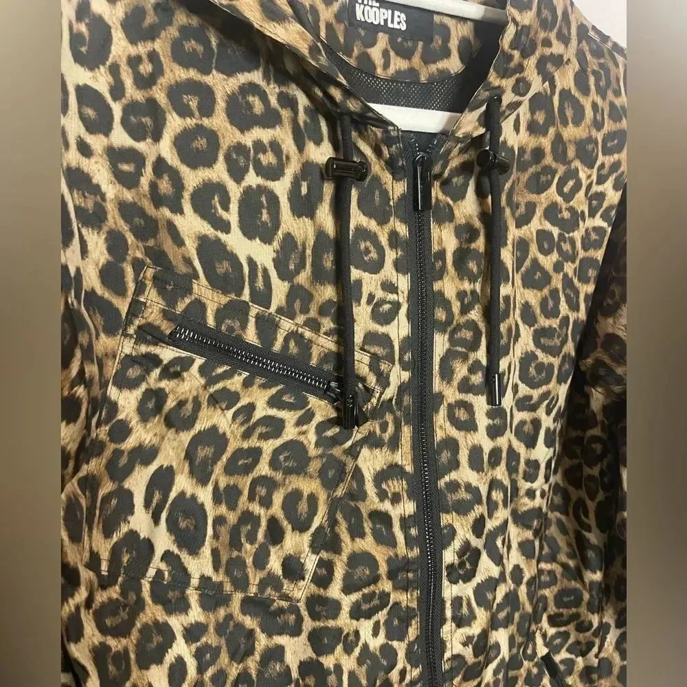 $365 The Kooples Animal Printed Hooded Windbreaker Jacket NWT